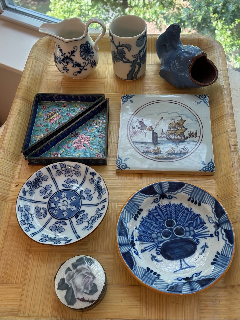 Lot of 9 Blue and White Ceramic Decorative Plates and Smalls